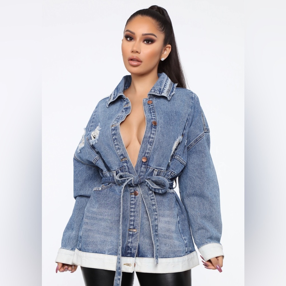 Breaking Records Denim Jacket -Medium Blue Wash